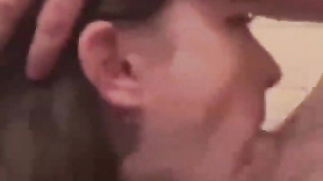 Hot brunette giving intense close-up blowjob in amateur oral sex