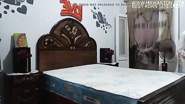 Egyptian amateur babe on bed in sexy lingerie, hot solo tease