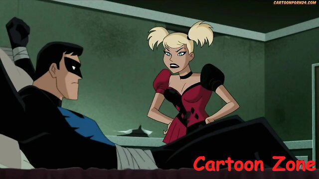 Harley Quinn confronts sexy Nightwing in bed - Cartoon Porn