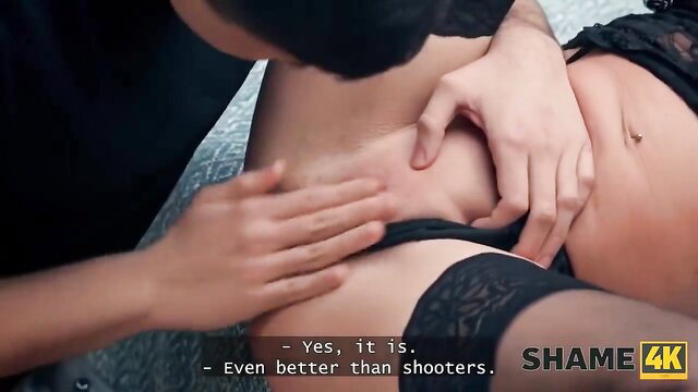 Gina Gerson groped in lingerie in hot couple sex scene