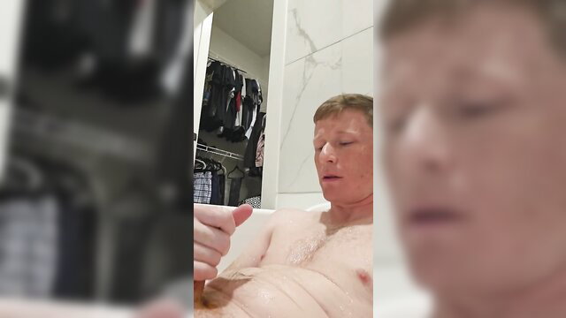 Peeter Jackson playing dirty pee game in bath, naked hairy man