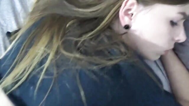 Alex Blake tiny stepsister closeup profile lying down blonde hair